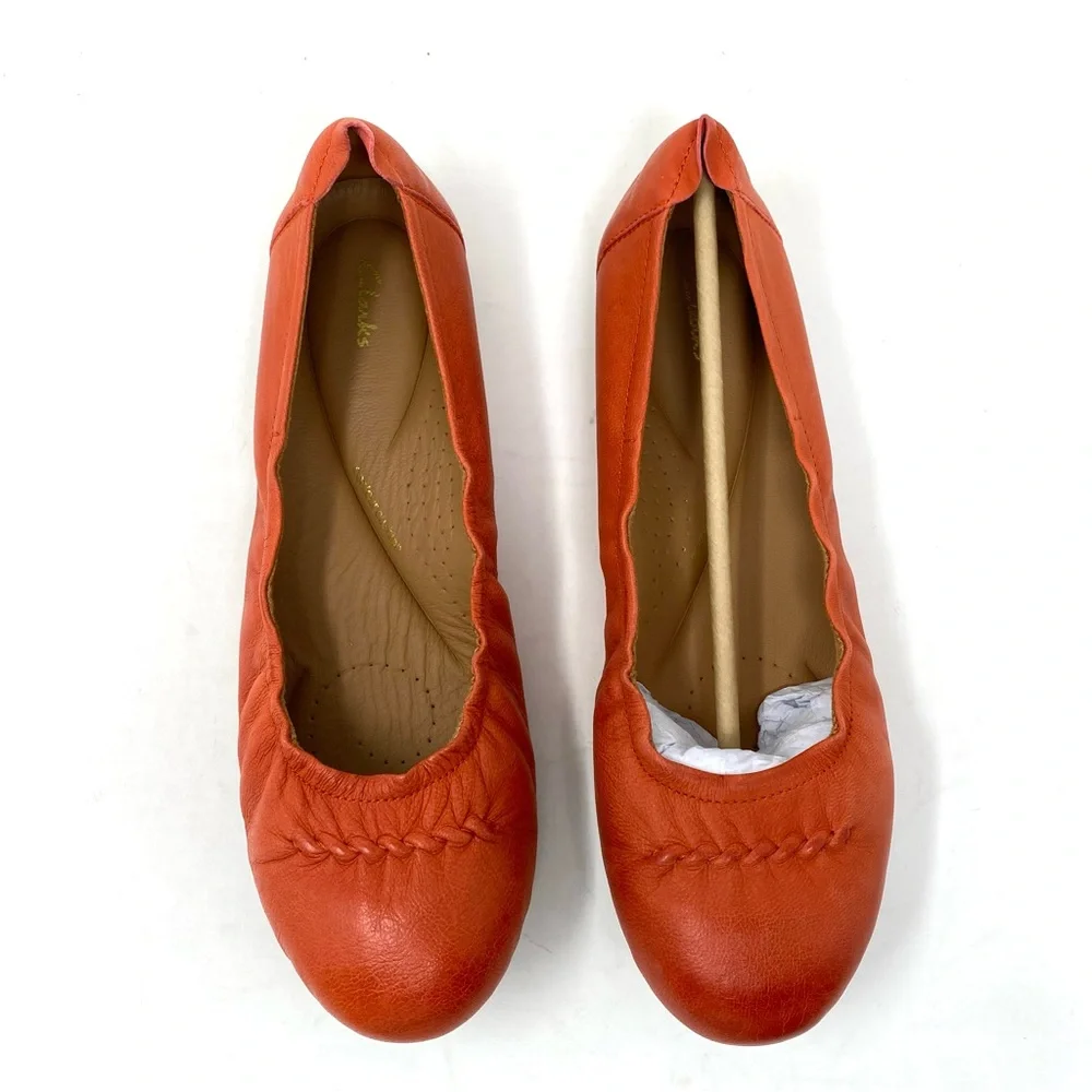 Clarks Rena Hop Grenadine Leather Ballet Flats Size 9 Wide